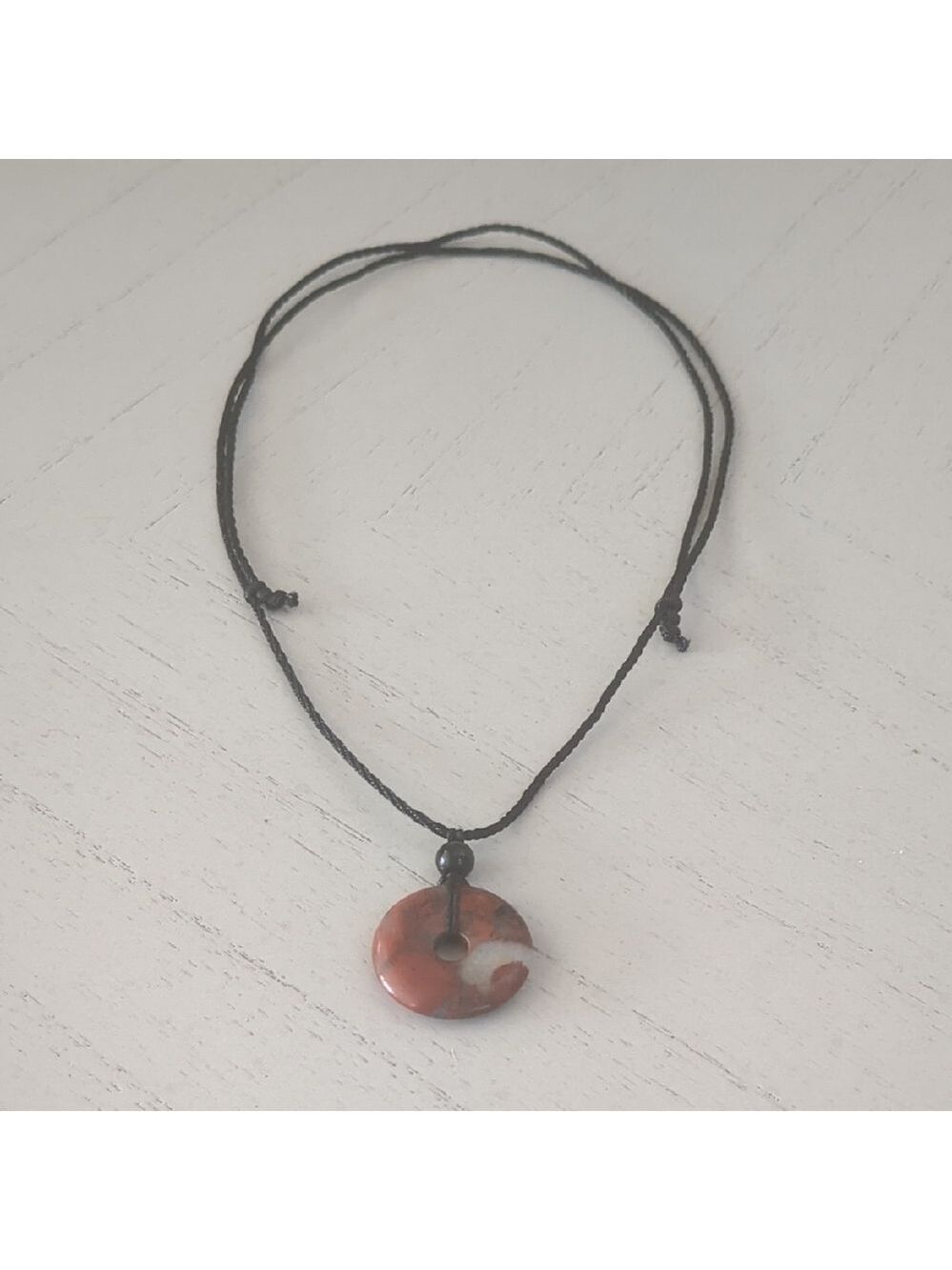 New Handmade Braided Adjustable Natural Gemstone Button Pendant Necklace